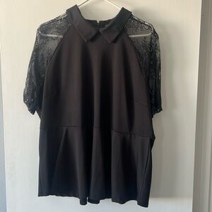 Black Peplum top with lace sleeves